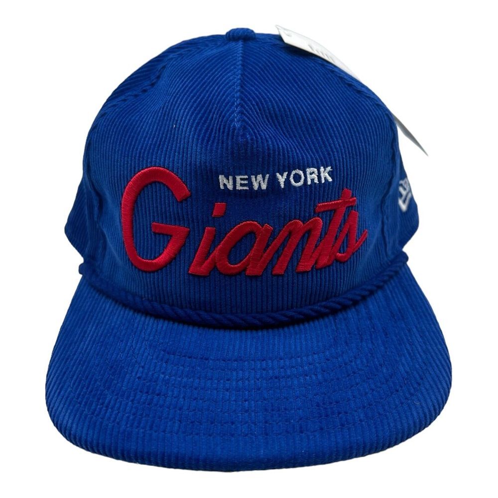 New Era The Golfer New York Giants Snapback Hat Cap NFL Corduroy Script Blue